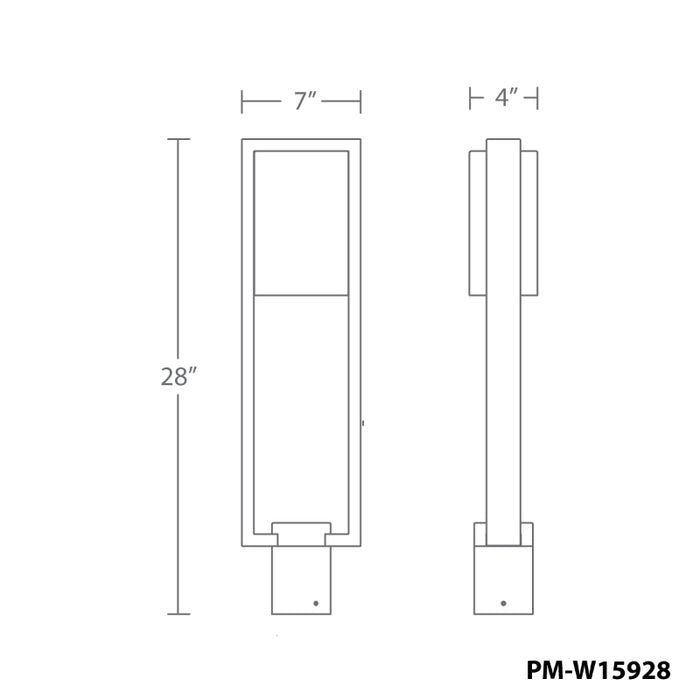 WAC PM-W15928 Archetype 1-lt 28" Tall LED Outdoor Post Lantern
