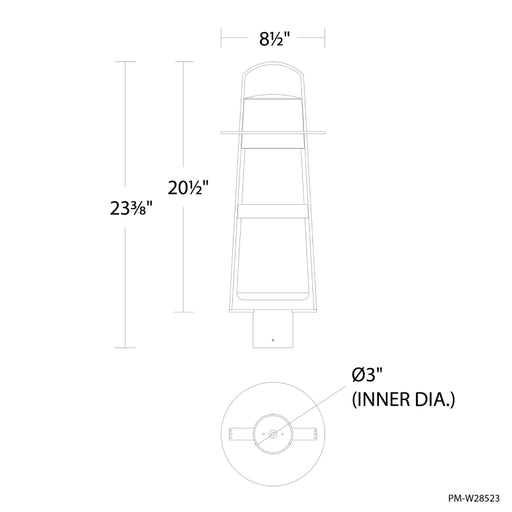 Modern Form PM-W28523 Balthus 1-lt 23" Tall Outdoor Post Light