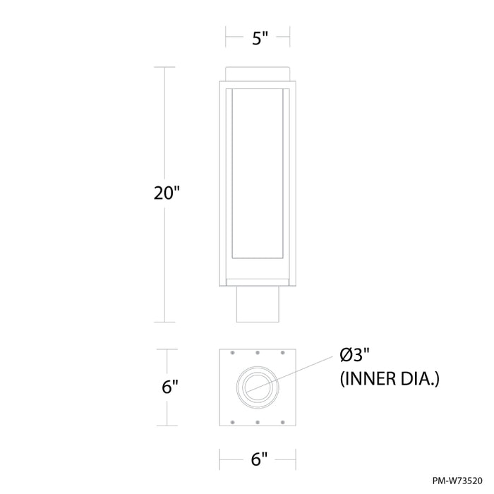 Modern Form PM-W73520 frame 1-lt 20" Tall LED Outdoor Post Light