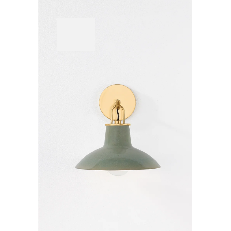 Hudson Valley 1913 Pottersville 1-lt 11" Tall Wall Sconce - Aged Brass/Ceramic Moss Crackle