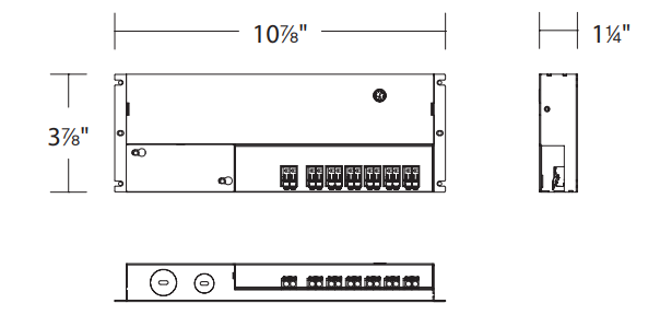 WAC PS-0350A-UR6 Remote Power Supply, 6 Channels, ~ 350mA, 2-21 VDC, 44.1W, Input 120-277V, ELV/Triac/0-10V Dimming