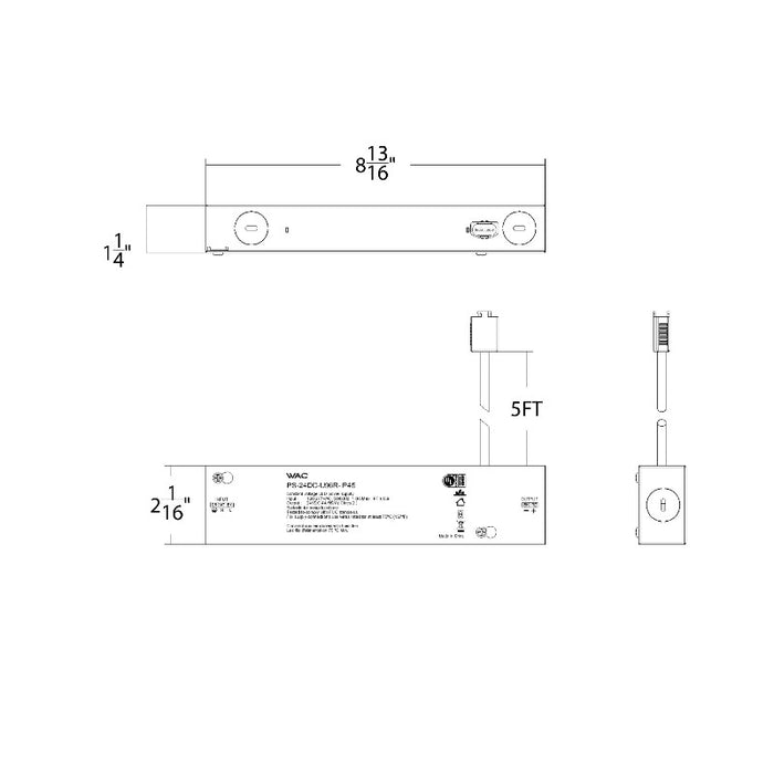 WAC PS-24DC-U96R-IP45 96W 120-277VAC 24VDC Outdoor IP45 Remote Power Supply