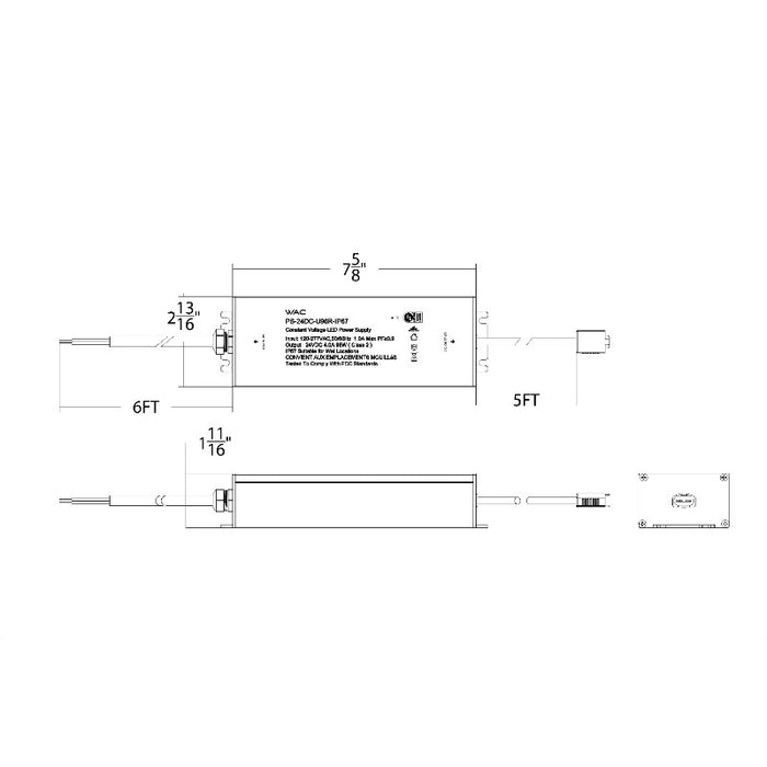 WAC PS-24DC-U96R-IP67 96W 120-277VAC 24VDC Outdoor IP67 Remote Power Supply