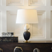 Arteriors PTC66 Aubrey 1-lt 27" Tall Table Lamp - Gray Flower Marble/Black Marble