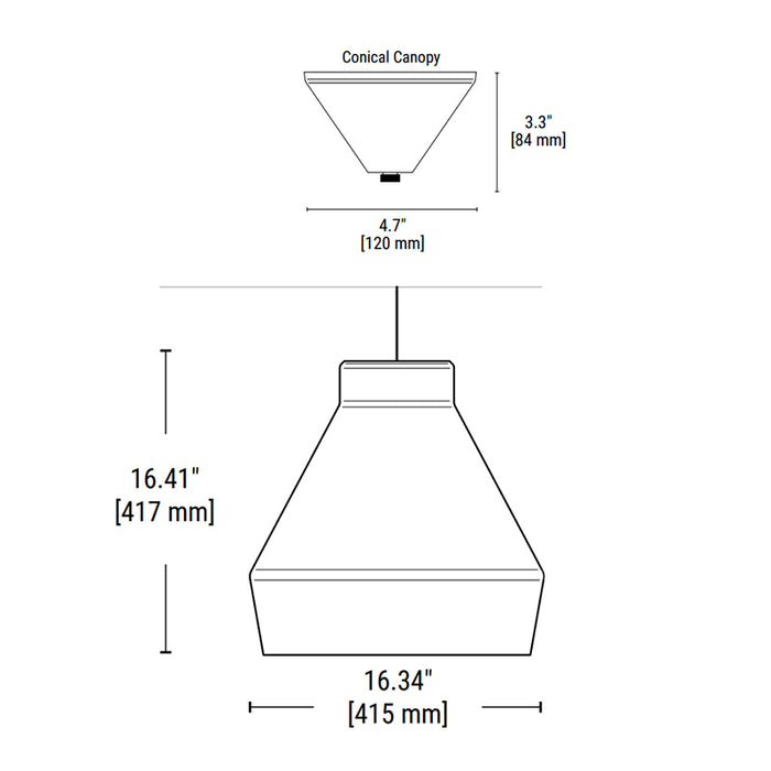 PrentaLux 235 Series 3DP 10W LED Pendant with Conical Canopy