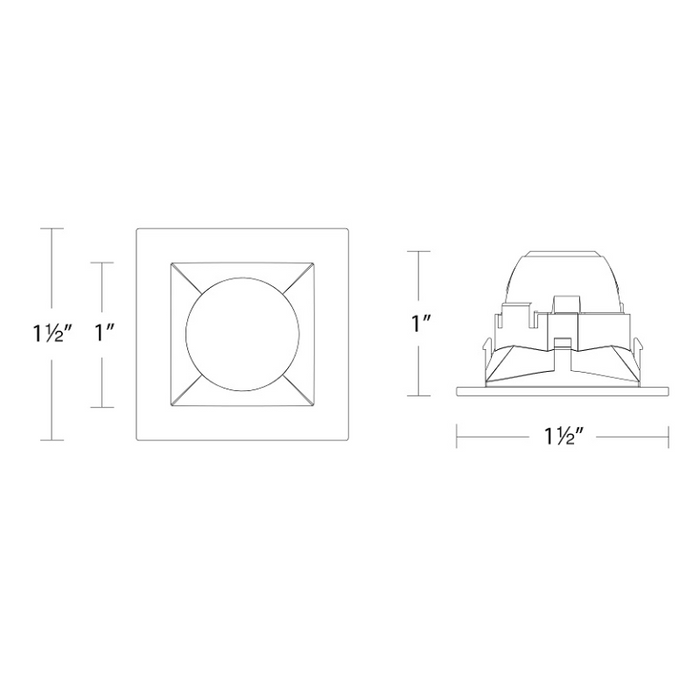 WAC R1ASDT Aether Atomic 1" Square LED Downlight Trim