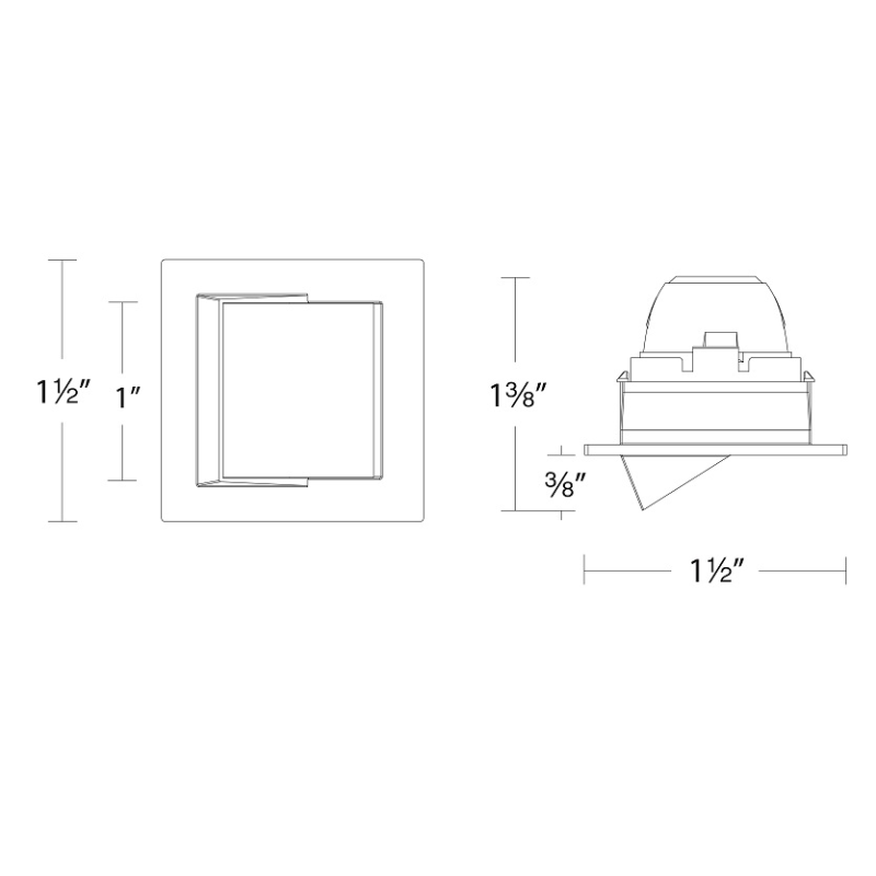 WAC R1ASWT Aether Atomic 1" Square LED Wall Wash Trim