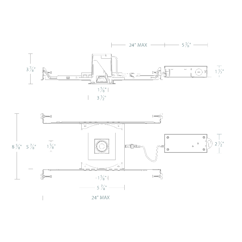 WAC R2BSA Ocularc 2.0 11W 2" Square 0° - 35° Adjustable LED Downlight, 5CCT