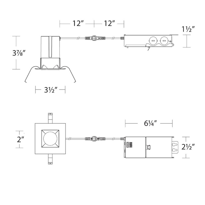 WAC R2DSDR Ion 9W 2" Square Remodel LED Downlight, 5CCT