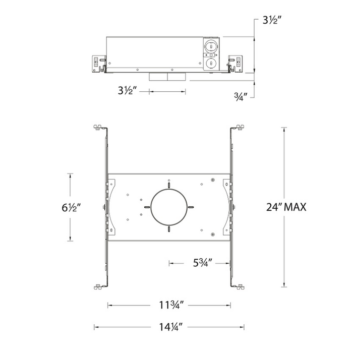 WAC R2FBN1T FQ 2" 15W Fire Rated Shallow New Construction Trimmed Housing