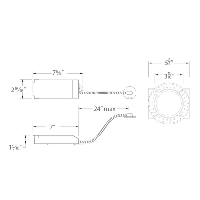 WAC R2RRL Volta 2" Round LED Invisible Trimmed Remodel Housing