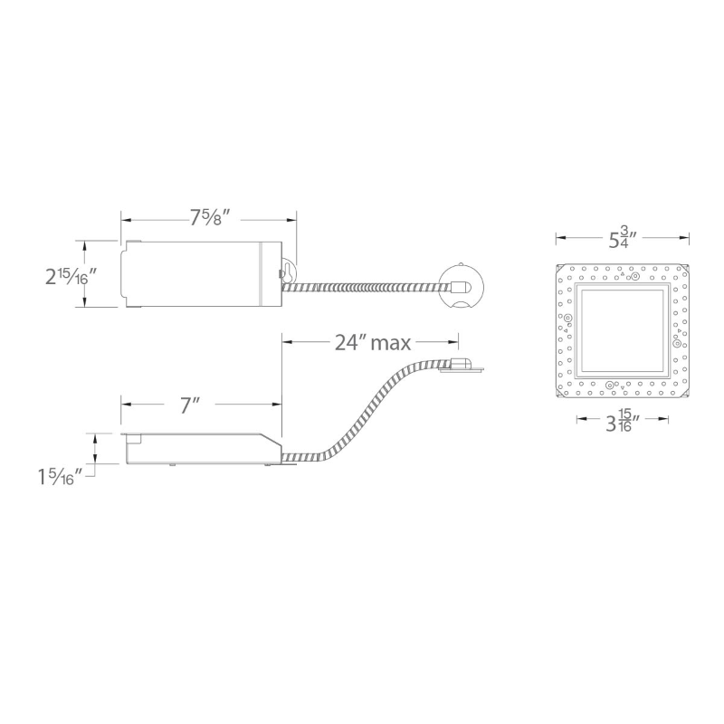 WAC R2SRL Volta 2" Square LED Invisible Trimmed Remodel Housing