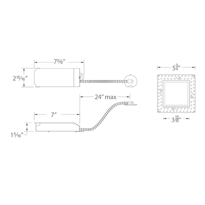 WAC R2SRL Volta 2" Square LED Invisible Trimmed Remodel Housing