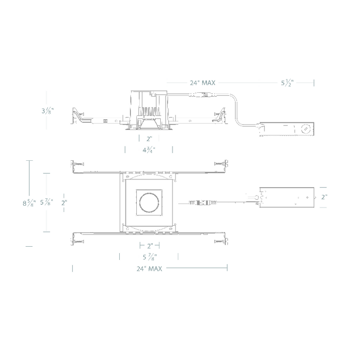WAC R3BSAN Ocularc 3.0 11W 2" Square Adjustable Remodel/New Construction LED Downlight, Dim-to-Warm