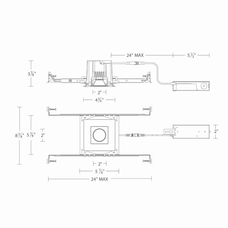 WAC R3BSAN Ocularc 3.0 11W 2" Square Adjustable Remodel/New Construction LED Downlight, Dim-to-Warm