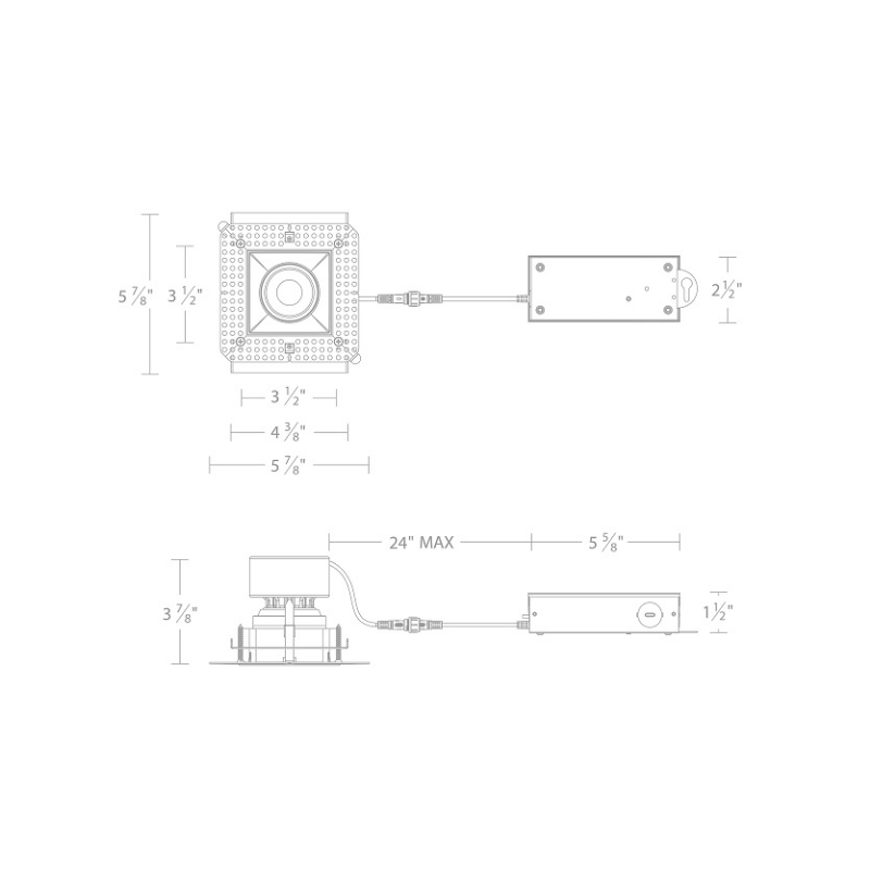 WAC R3JSAL Kenric 14.5W 3.5" Square LED Trimless Adjustable Downlight, 5CCT