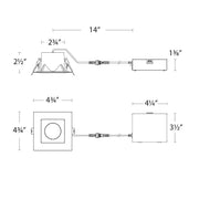 WAC R4DSDR2-F9CS Pop-In 4" Square LED Remodel Downlight with Remote Driver, CCT Selectable