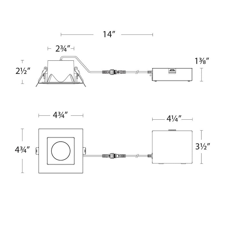 WAC R4DSDR2-F9CS Pop-In 4" Square LED Remodel Downlight with Remote Driver, CCT Selectable