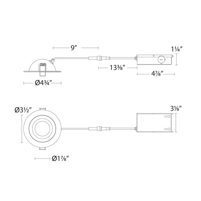 WAC R4ERA2R-W9CS Lotos R 4" Fire Rated Adjustable Canless Downlight, CCT Selectable