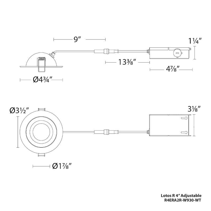 WAC R4ERA2R Lotos Regress 4" LED Adjustable Canless Downlight, CCT Selectable