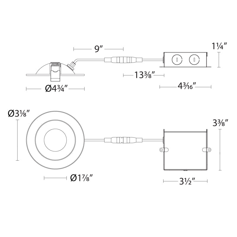 WAC R4ERAR-W9CS Lotos 4" Fire Rated Adjustable Canless Downlight, CCT Selectable