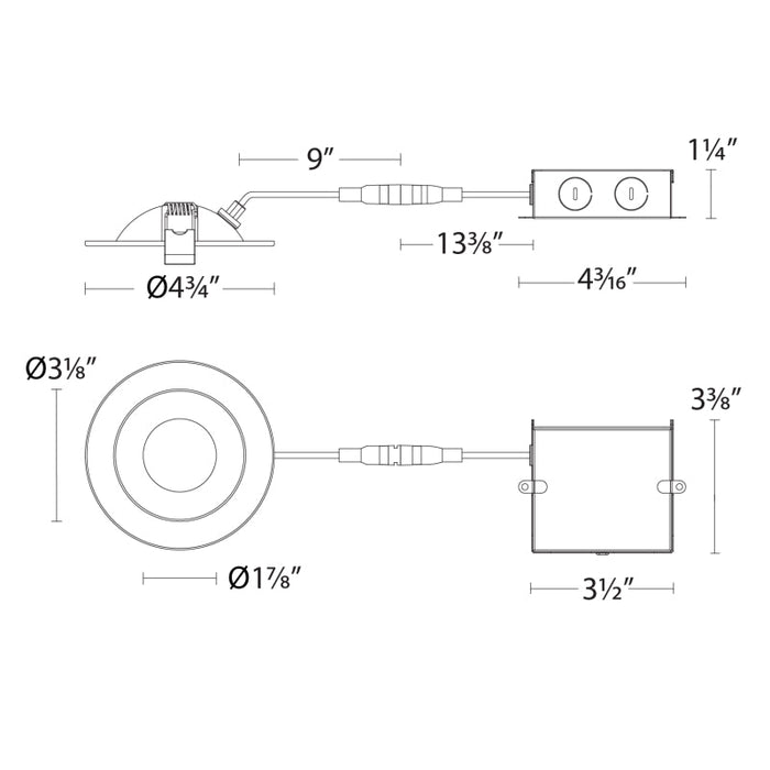 WAC R4ERAR-W9CS Lotos 4" Fire Rated Adjustable Canless Downlight, CCT Selectable