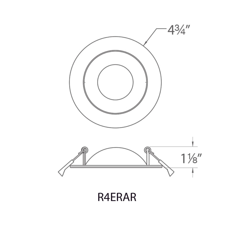 WAC R4ERAR Lotos 4" LED Adjustable Gimbal Trim Canless Downlight, CCT Selectable