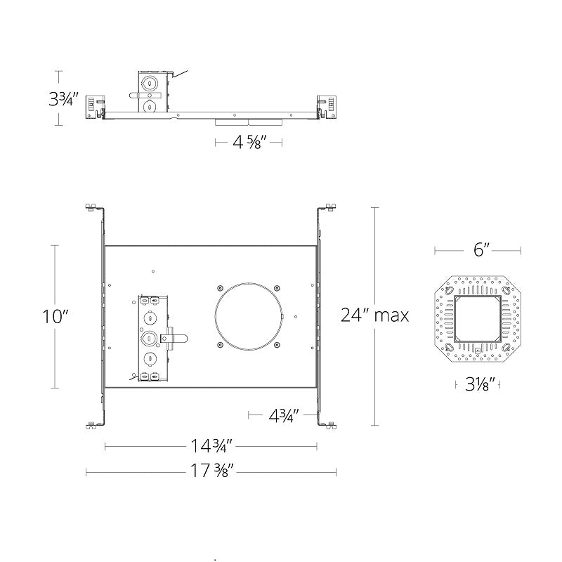 WAC R4FSFL 4" 28W New Construction Frame-In with Trimless Square (Spackle frame included)