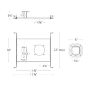 WAC R4FSFL 4" 25W New Construction Frame-In,  Trimless Square (Spackle frame included)