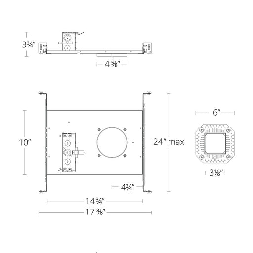 WAC R4FSFL 4" 19W New Construction Frame-In , Trimless Square (Spackle frame included)