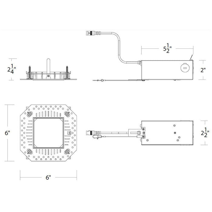 WAC R4FSRL FQ 4" 28W Square Remodel Trimless Housing