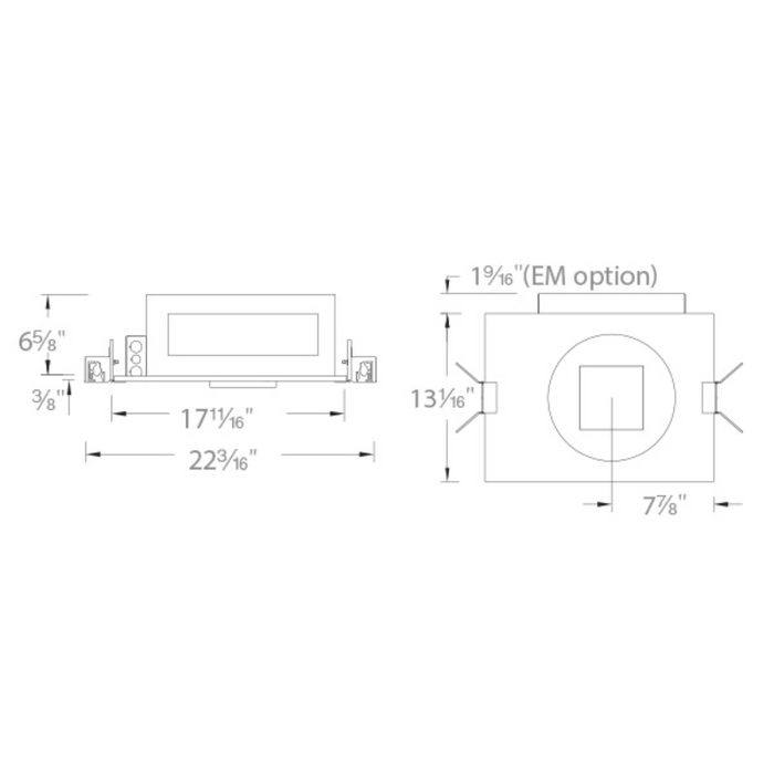 WAC R4SCL Volta 4.5" Square LED New Construction Trimless Housing