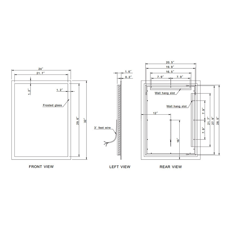 Paris Mirror Rectangle 24" x 32" LED Backlit Mirror, 3CCT Selectable