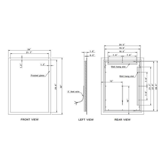Paris Mirror Rectangle 24" x 32" LED Backlit Mirror, 3CCT Selectable