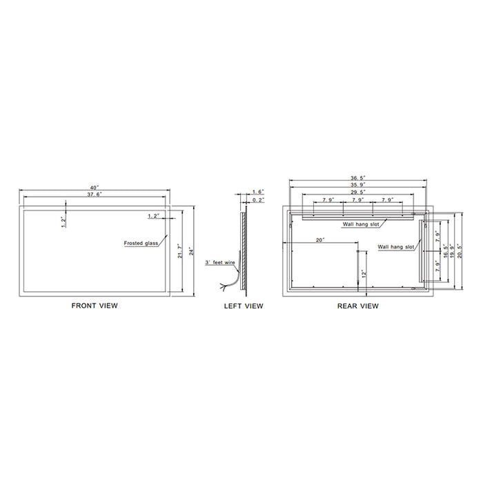 Paris Mirror Rectangle 40" x 24" LED Backlit Mirror, 3CCT Selectable