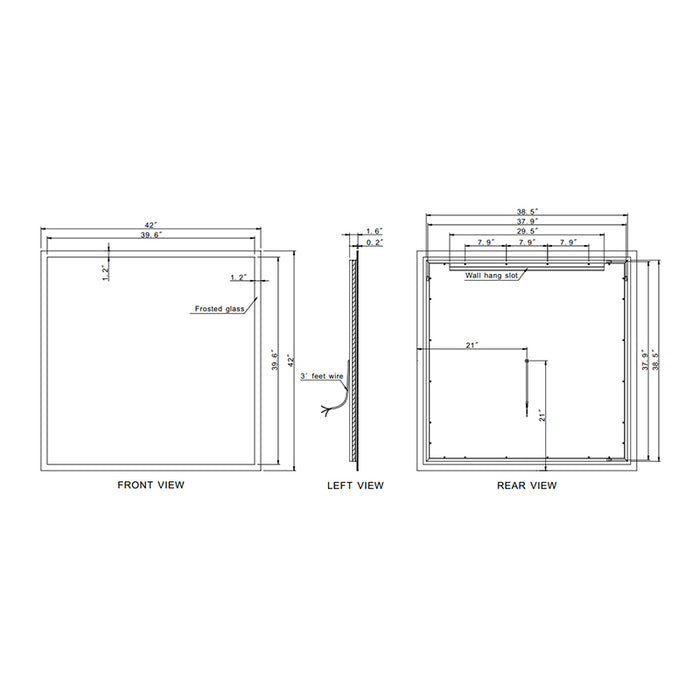 Paris Mirror Rectangle 42" x 42" LED Backlit Mirror, 3CCT Selectable
