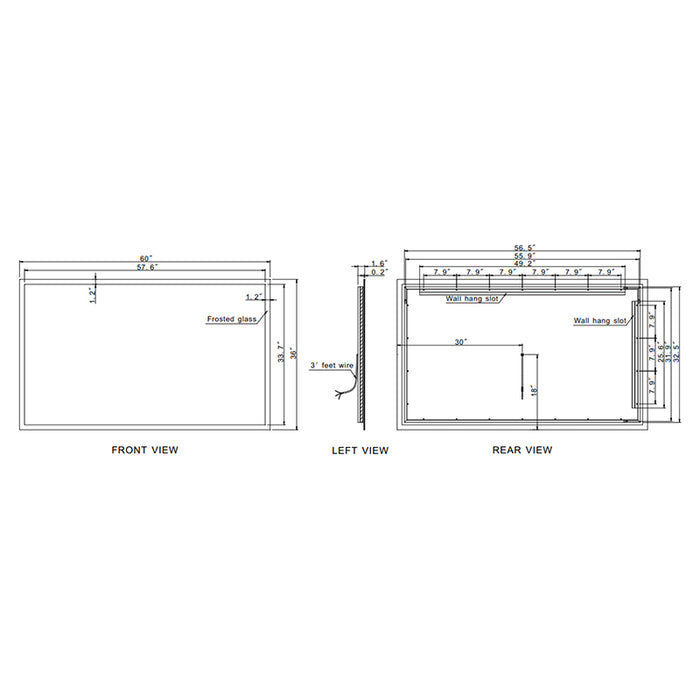 Paris Mirror Rectangle 60" x 36" LED Backlit Mirror, 3CCT Selectable