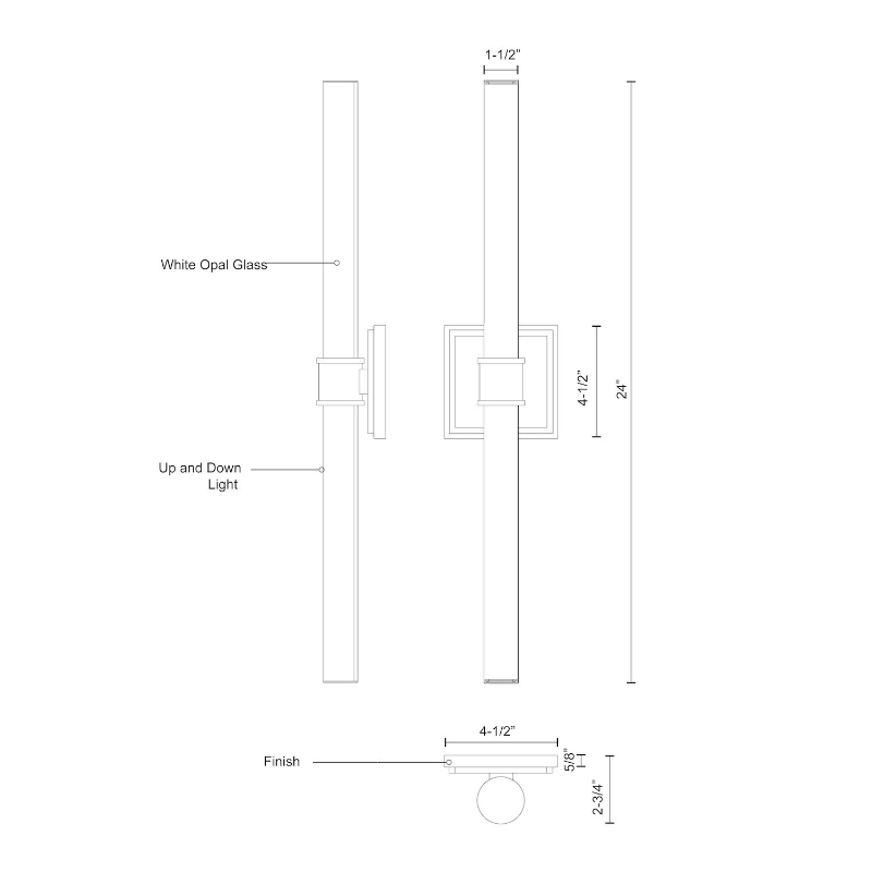 Kuzco VL17024 Rona 1-lt 24" Tall LED Vanity