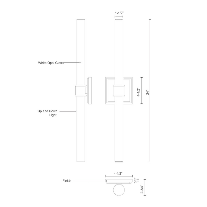 Kuzco VL17024 Rona 1-lt 24" Tall LED Vanity