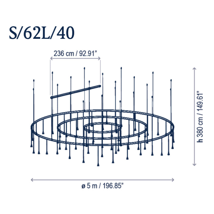 Bover Skybell Circle S/62L/40 197" LED Pendant, Down Light