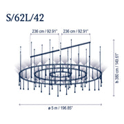 Bover Skybell Circle S/62L/42 197" LED Pendant, Up and Down Light