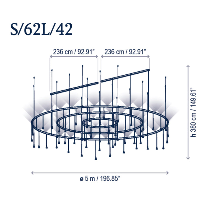 Bover Skybell Circle S/62L/42 197" LED Pendant, Up and Down Light