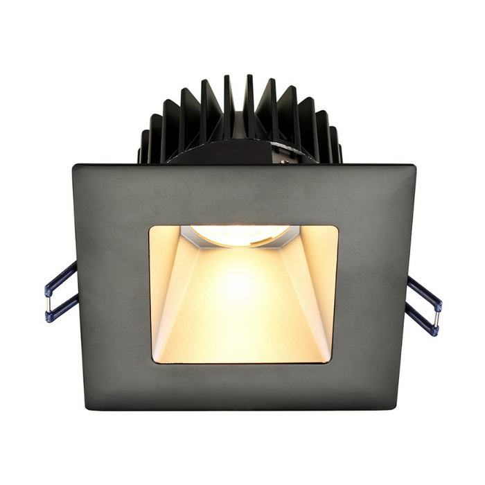 Lotus LD4S-HO 4" 18W LED Square Deep Regressed Plenum Rated Downlight, Dim to Warm 3000-1800K - Silver/Black