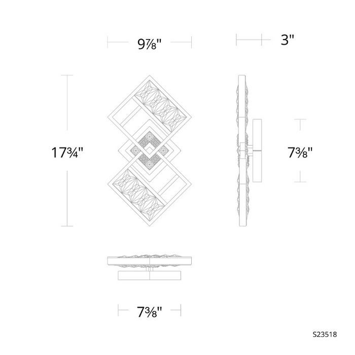 Schonbek S23518 Diamonta 3-lt 18" Tall LED Wall Sconce, CCT Selectable