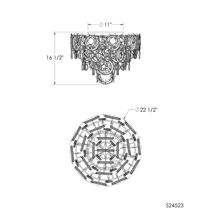 Schonbek S24523 Concetta 3-lt 22" Flush Mount