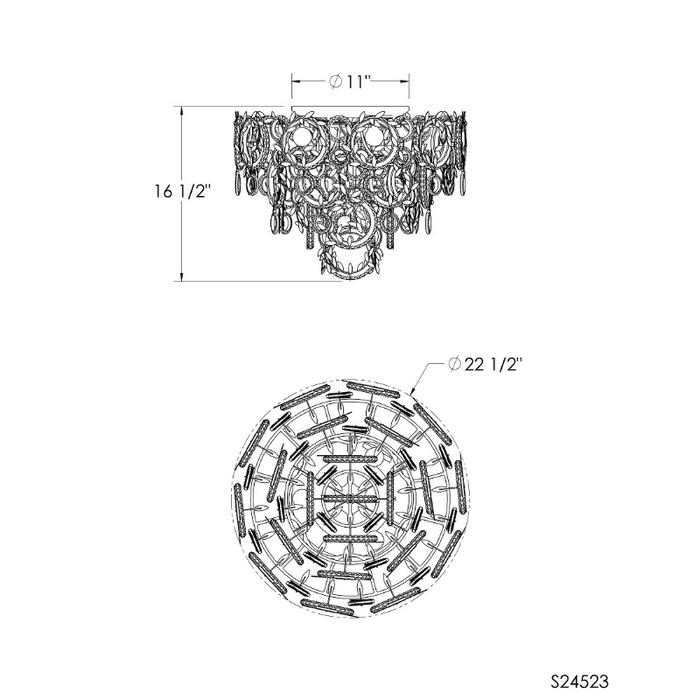 Schonbek S24523 Concetta 3-lt 22" Flush Mount