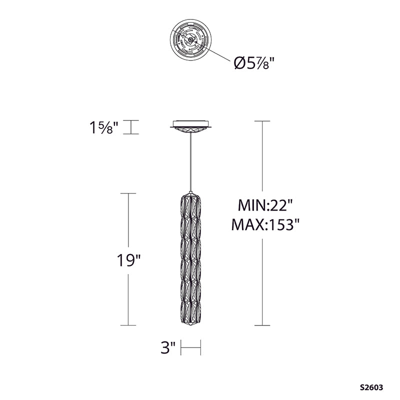 Schonbek S2603 Verve LED 1-lt 3" LED Pendant