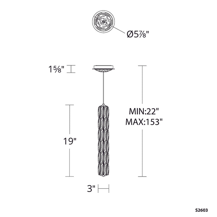 Schonbek S2603 Verve LED 1-lt 3" LED Pendant