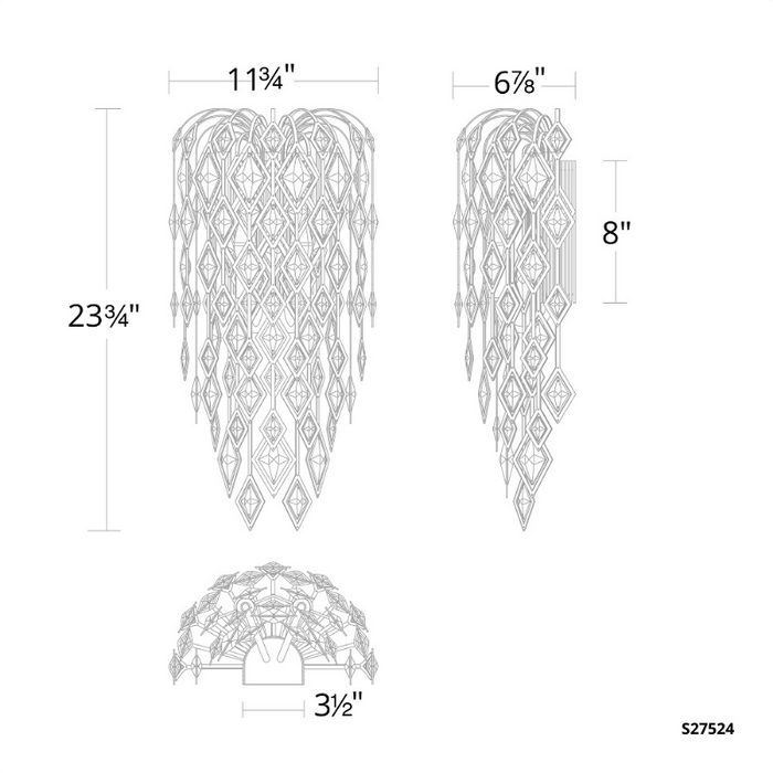 Schonbek S27524 Laureline 2-lt 24" Tall Wall Sconce