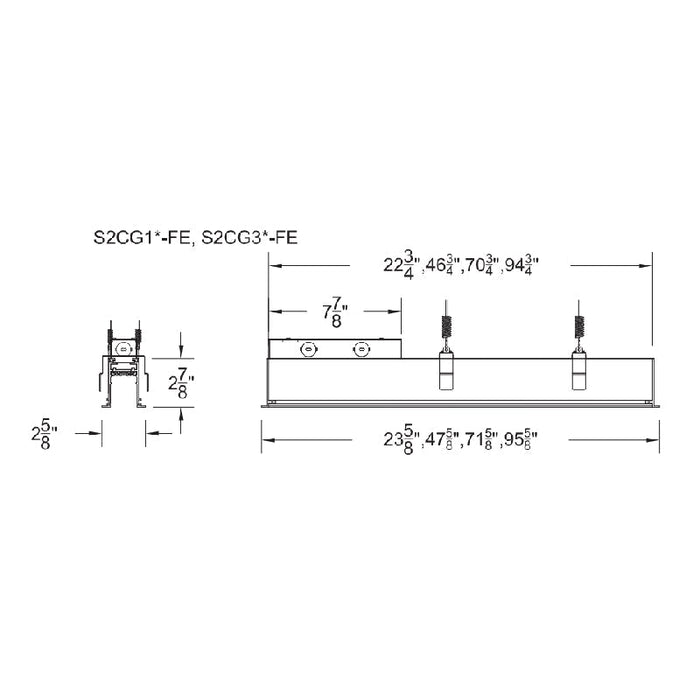 WAC S2CG306 Ventrix 6-ft Recessed Grid Channel with Feed End, 9/16 Lay-In